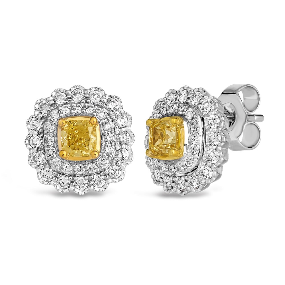 Le Vian Sunny Yellow Diamond Stud Earrings 1 ct tw Round 14K Two-Tone Gold 3djT0KrJ