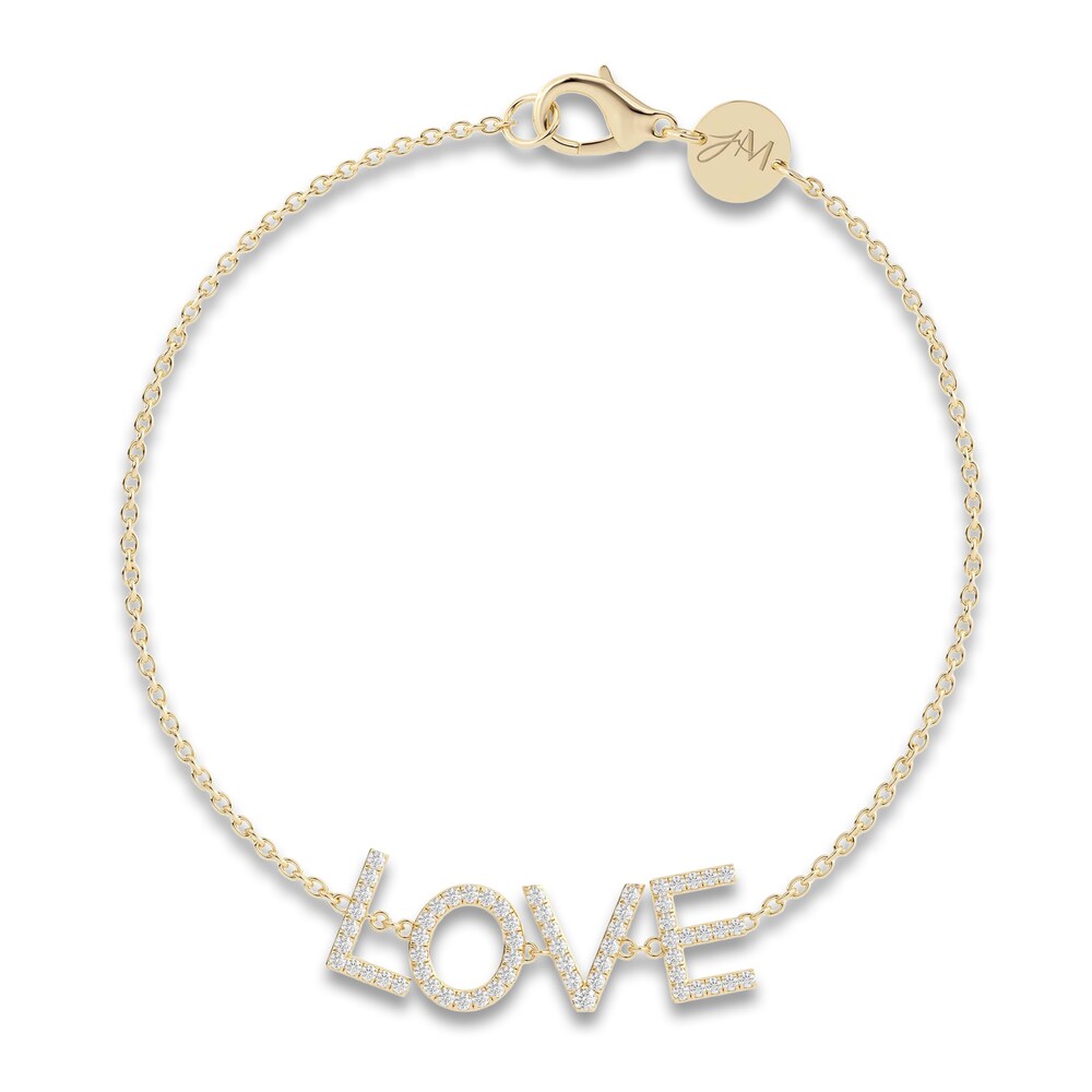 Juliette Maison Diamond Station Name Bracelet 1/2 ct tw Round 10K Yellow Gold 3dwaWSku