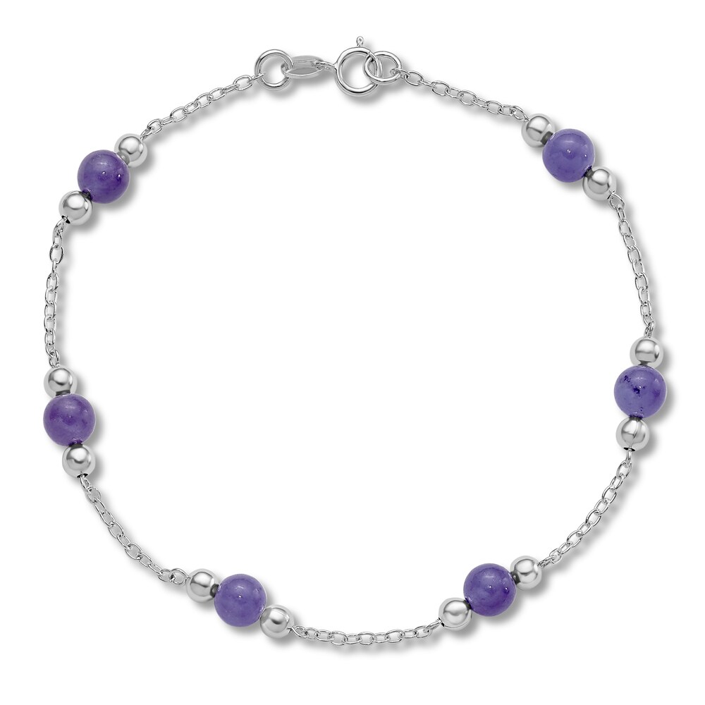 Natural Lavender Jade Anklet Sterling Silver 9" 3fiBym7e