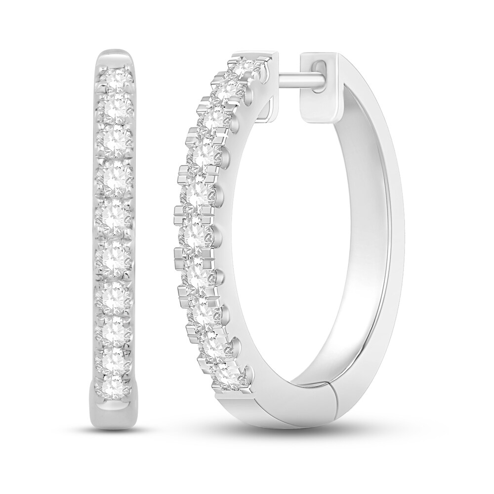 Diamond Hoop Earrings 1/6 ct tw Round 10K White Gold 3qSm8LRy