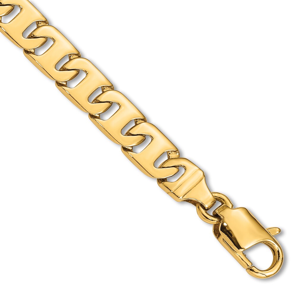 Men's High-Polish Anchor Link Bracelet 14K Yellow Gold 8" 3rTJ4Txu