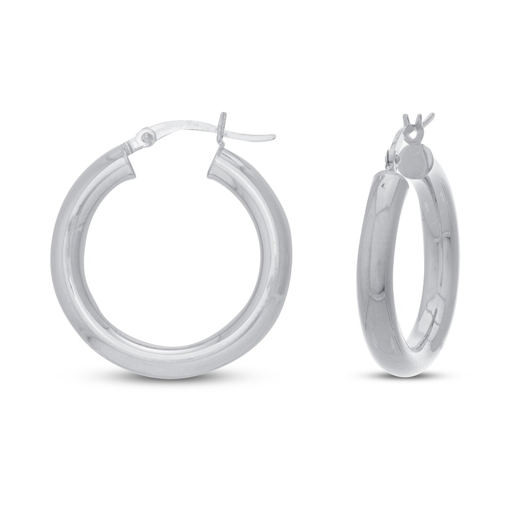 Round Hoop Earrings 14K White Gold 3spAXTE8