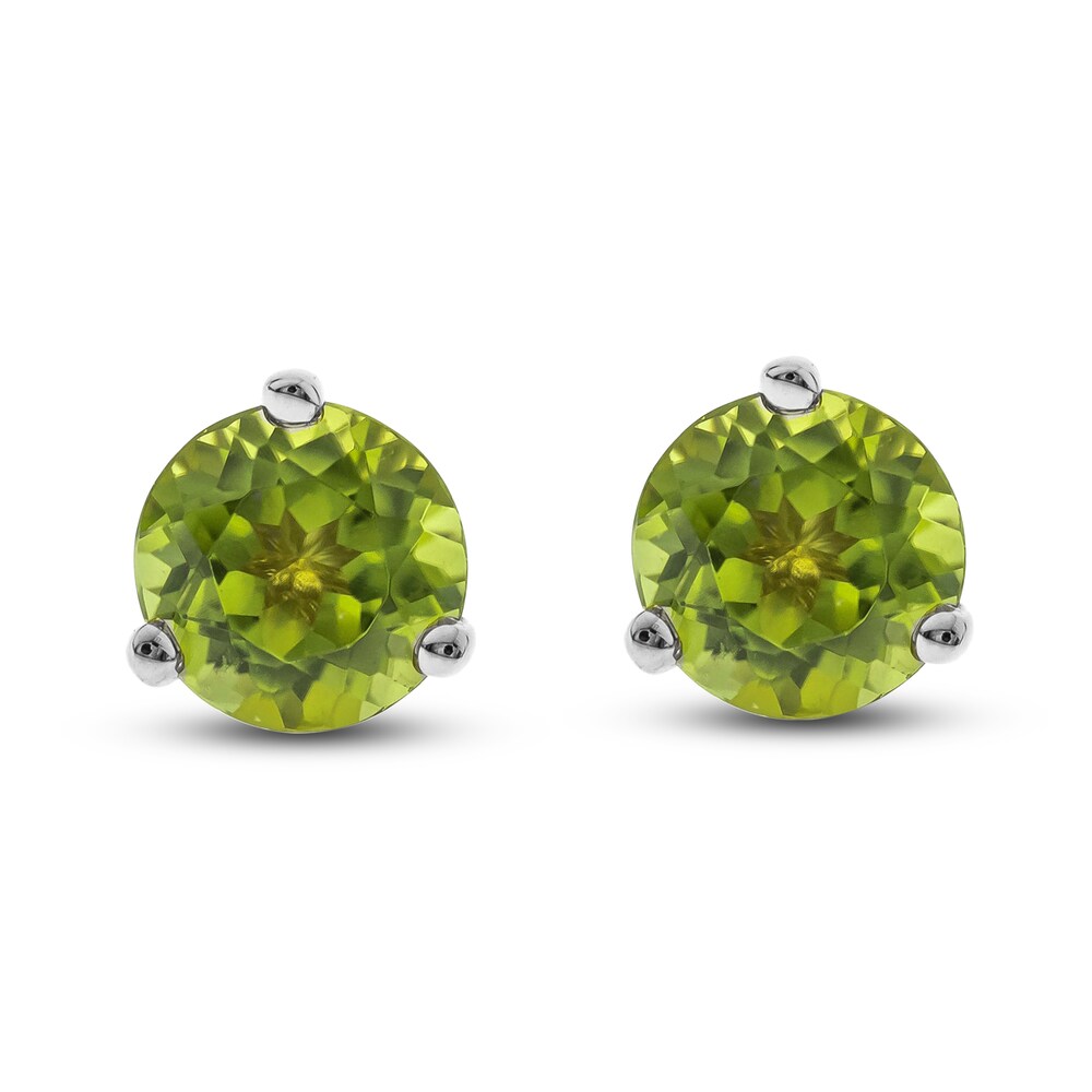 Natural Peridot Martini Stud Earrings 14K White Gold 3tsbLek2