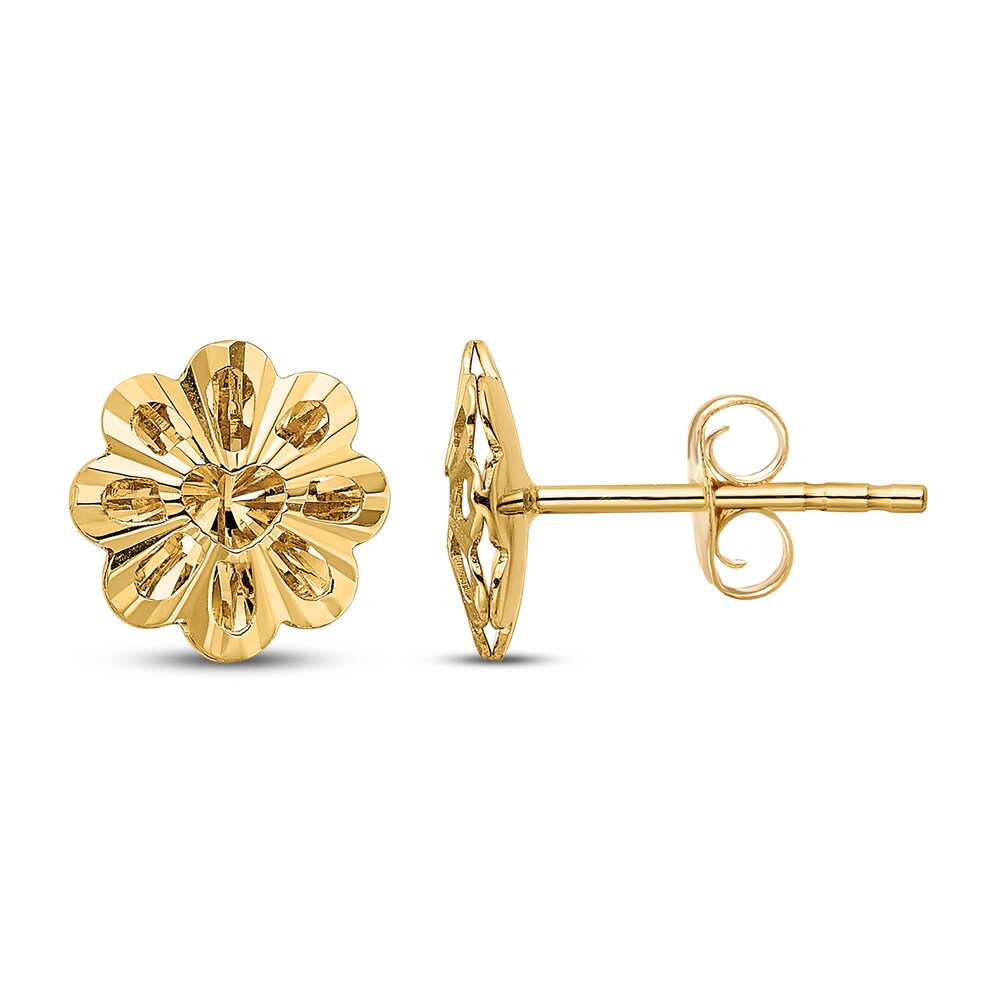 Diamond-cut Stud Earrings 14K Yellow Gold 3tyTZFcb