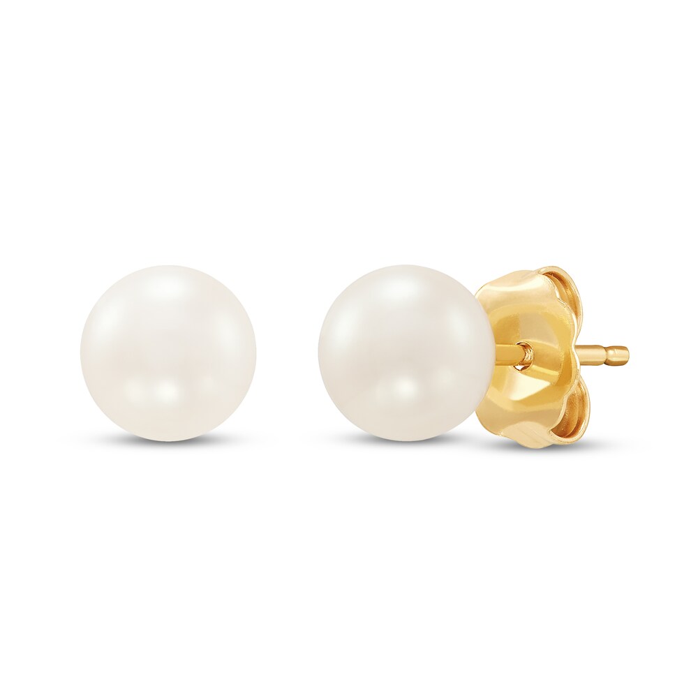 Cultured Pearl Stud Earrings 14K Yellow Gold 6.5mm 3tyVbp7G