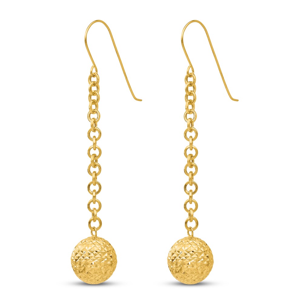Diamond-cut Bead Dangle Earrings 14K Yellow Gold 3yHWwQmy