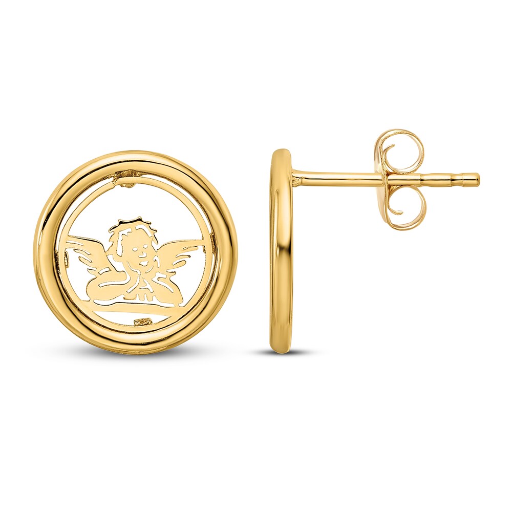 Raphael Angel Stud Earrings 14K Yellow Gold 45UEVglm