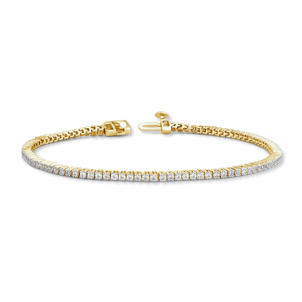 Diamond Tennis Bracelet 2 ct tw Round 10K Yellow Gold 7.25" 46MwC4MH