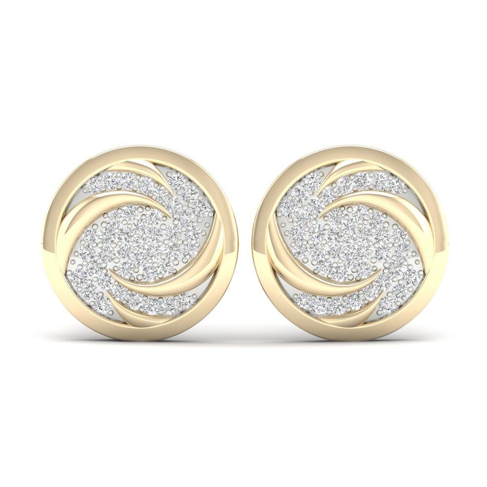 Men's Diamond Air Stud Earrings 1/4 ct tw Round 10K Yellow Gold 46mu5ms7