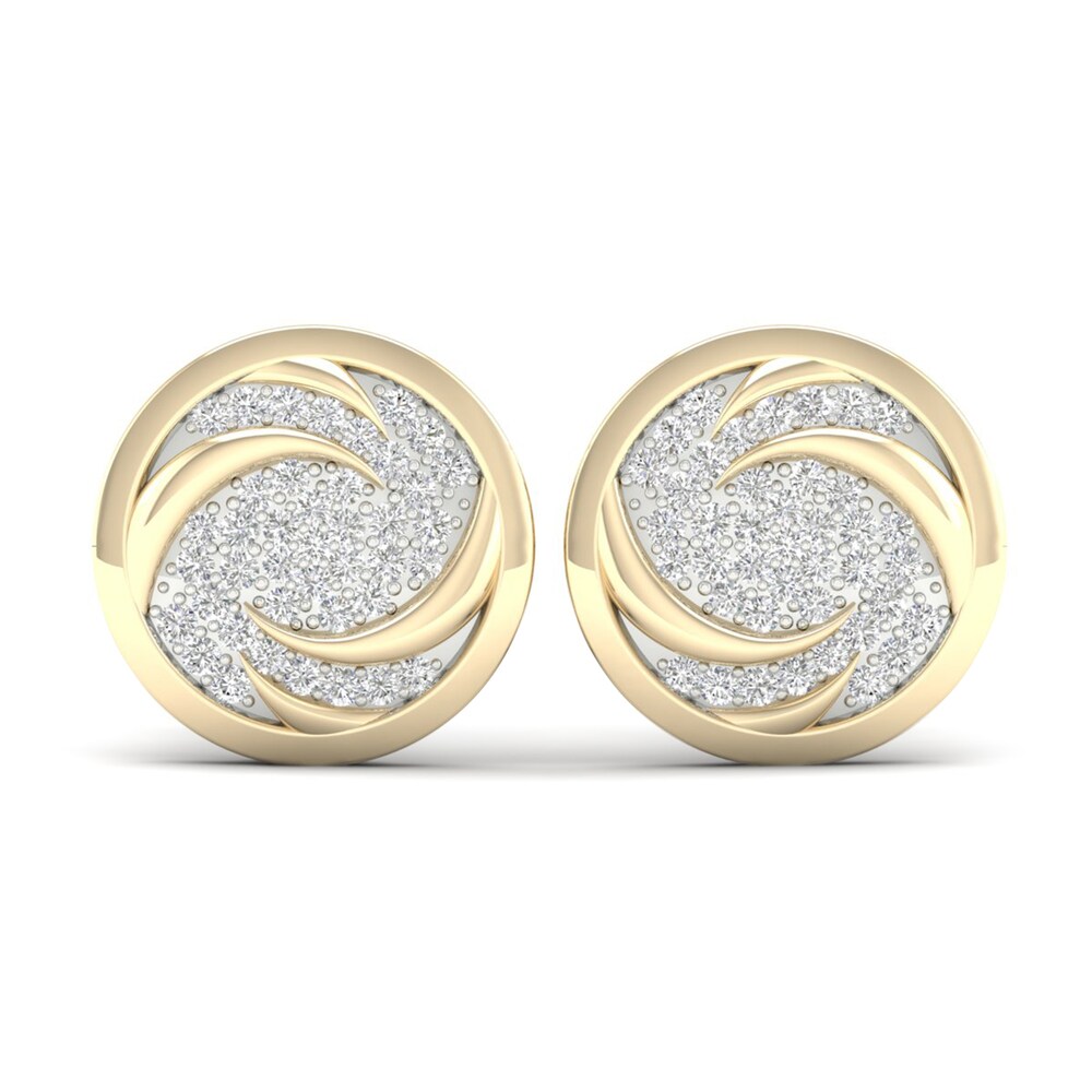 Men\'s Diamond Air Stud Earrings 1/4 ct tw Round 10K Yellow Gold 46mu5ms7