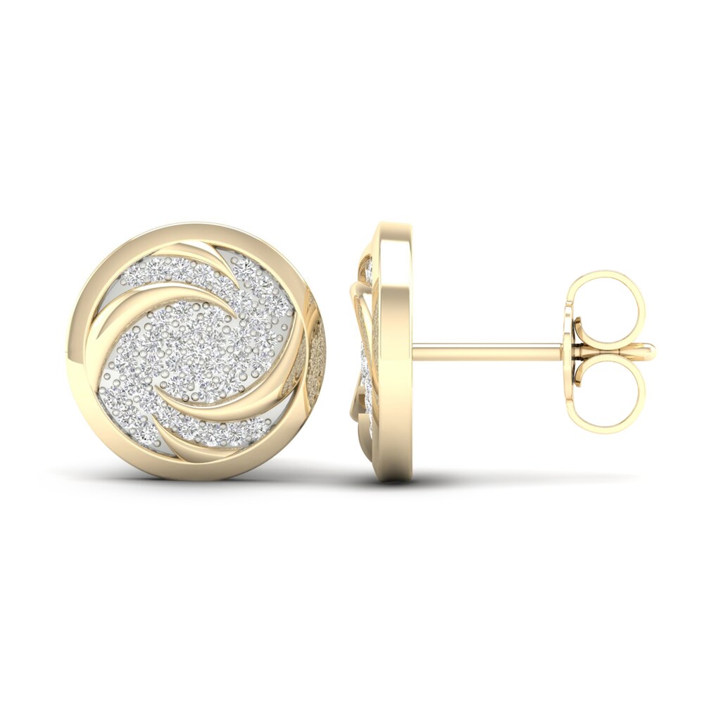 Men\'s Diamond Air Stud Earrings 1/4 ct tw Round 10K Yellow Gold 46mu5ms7