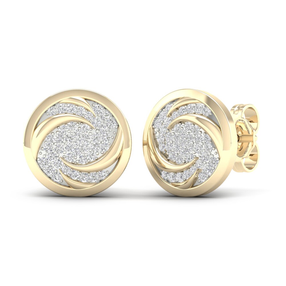 Men\'s Diamond Air Stud Earrings 1/4 ct tw Round 10K Yellow Gold 46mu5ms7