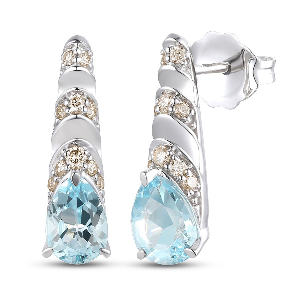 Le Vian Natural Aquamarine Earrings 1/8 ct tw Diamonds 14K Vanilla Gold 4AMV0TD3