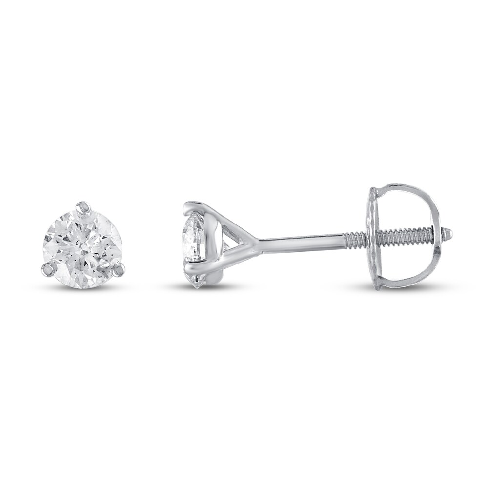 Certified Diamond Solitaire Earrings 1/2 ct tw Round 18K White Gold (SI2/I) 4LohvVrx