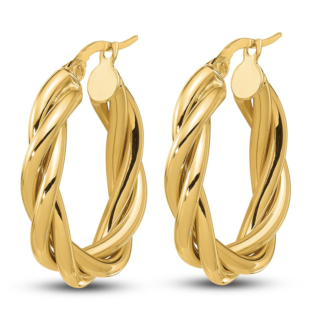 Twisted Hoop Earrings 14K Yellow Gold 20mm 4RcnQ1nN