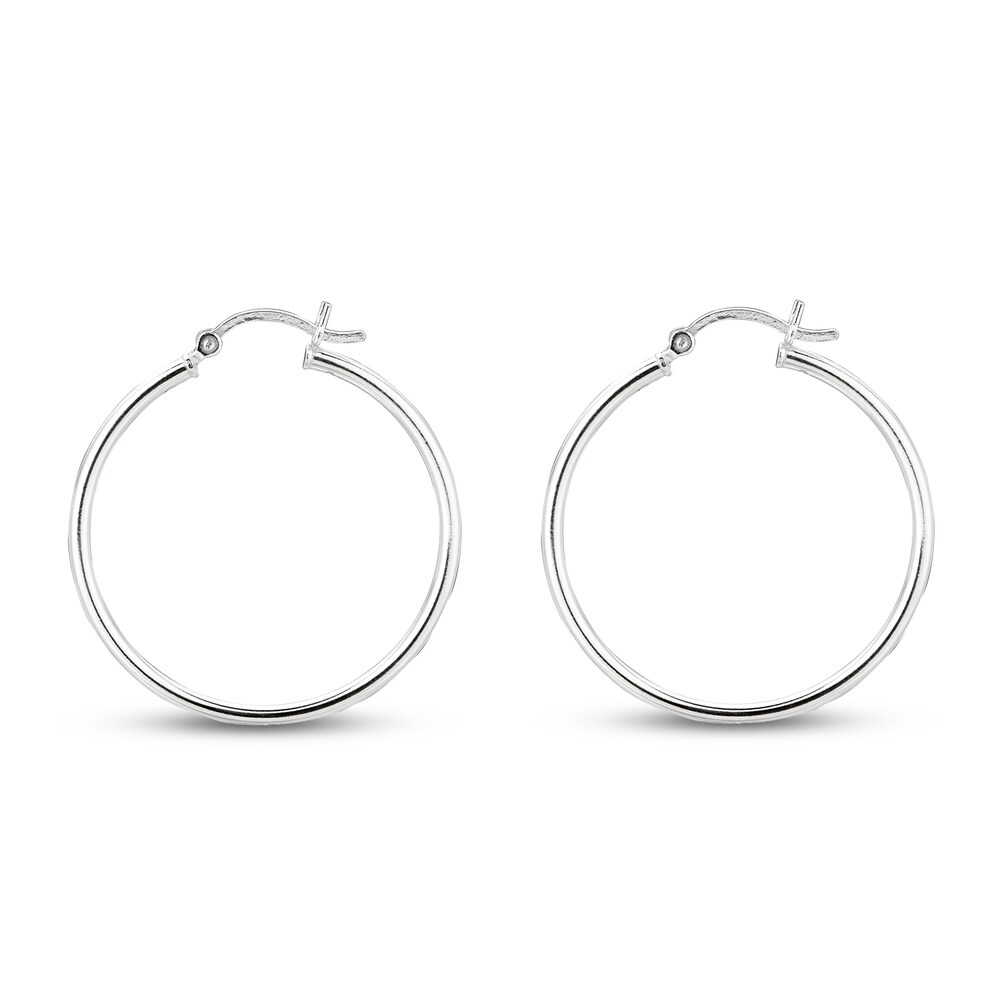 Hoop Earrings Sterling Silver 30mm 4TFB08Zg