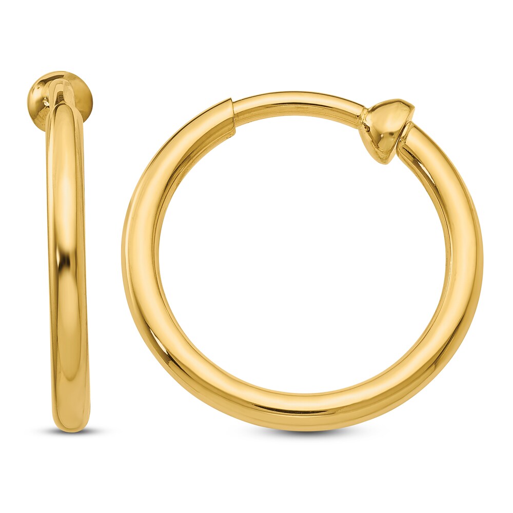 Clip-On Hoop Earrings 14K Yellow Gold 4UgaZ01j