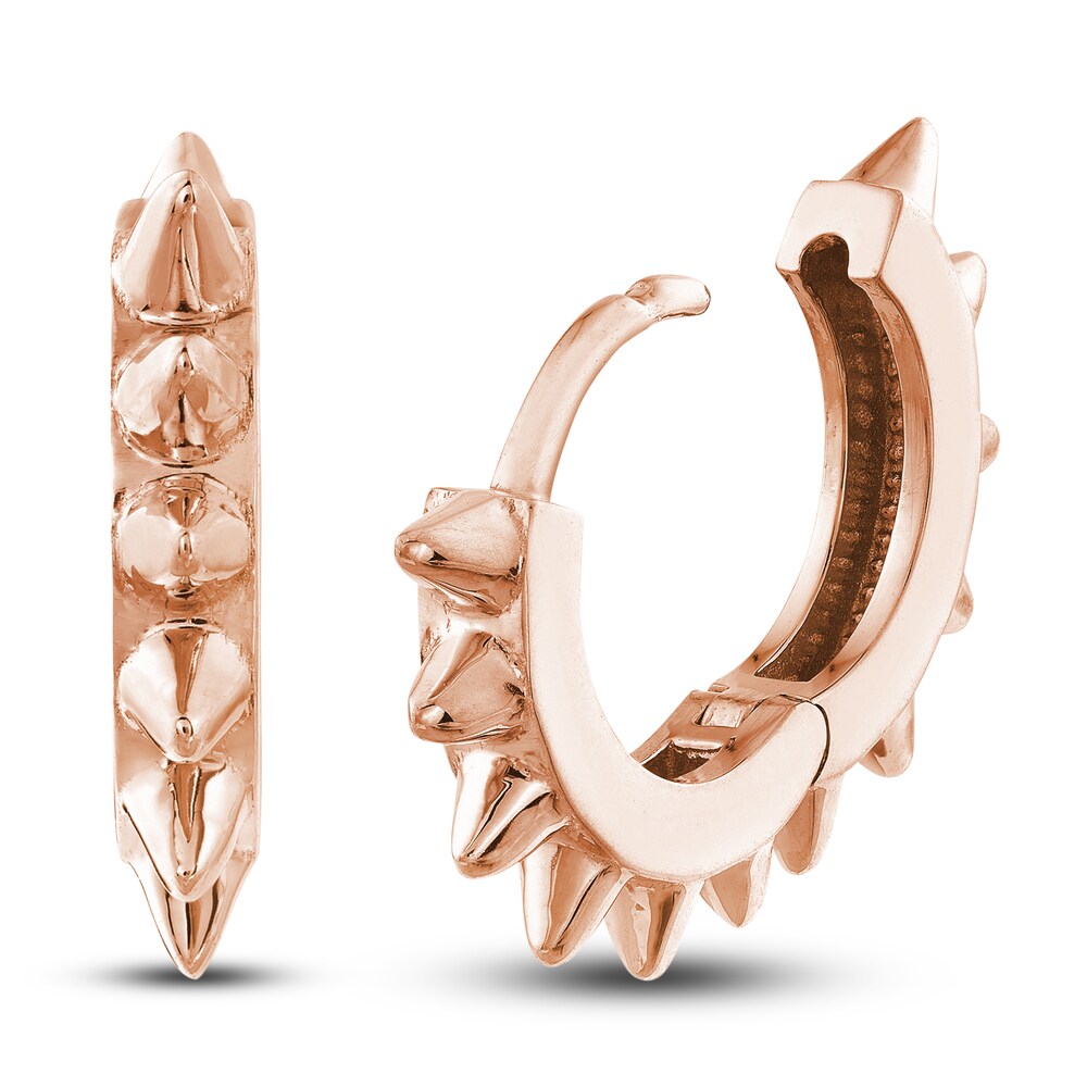 Polished Spike Huggie Earrings 14K Rose Gold 10mm 4VGvKy6l