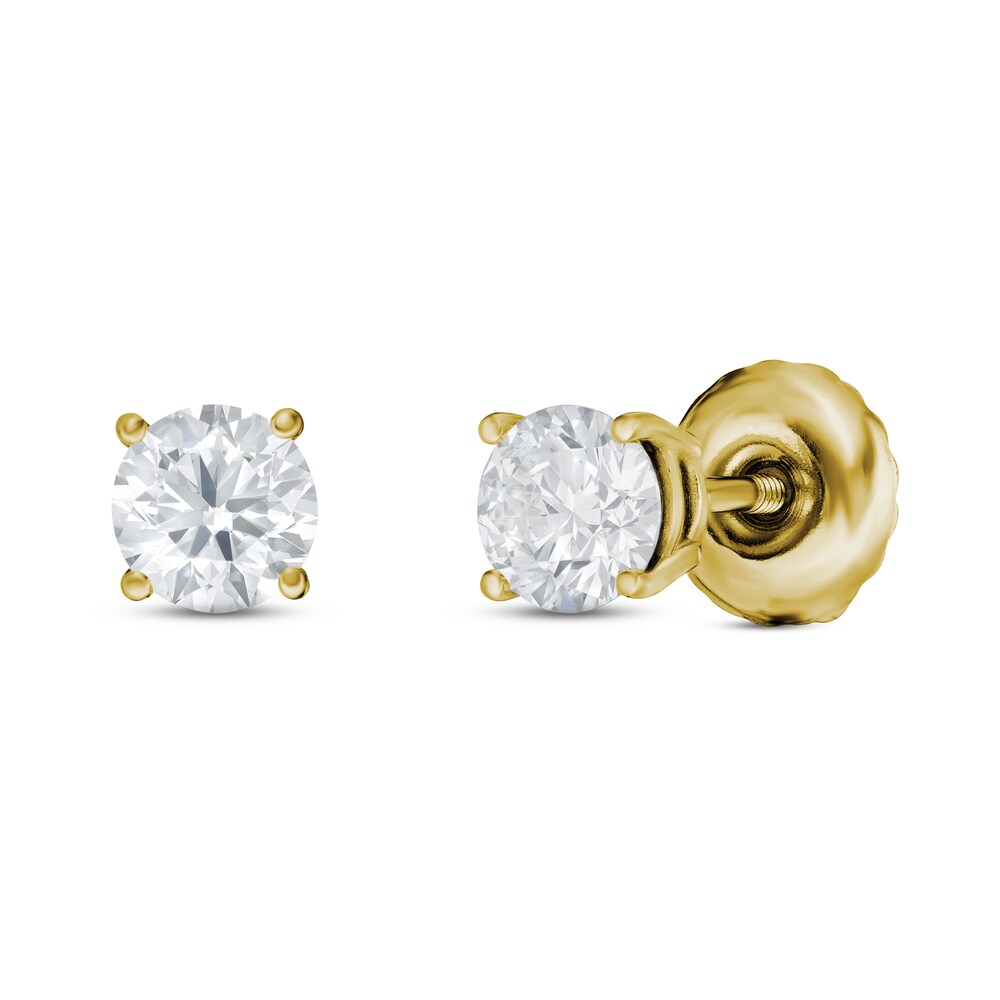 Lab-Created Diamond Solitaire Stud Earrings 1/2 ct tw Round 14K Yellow Gold (SI2/F) 4c5b3QZp
