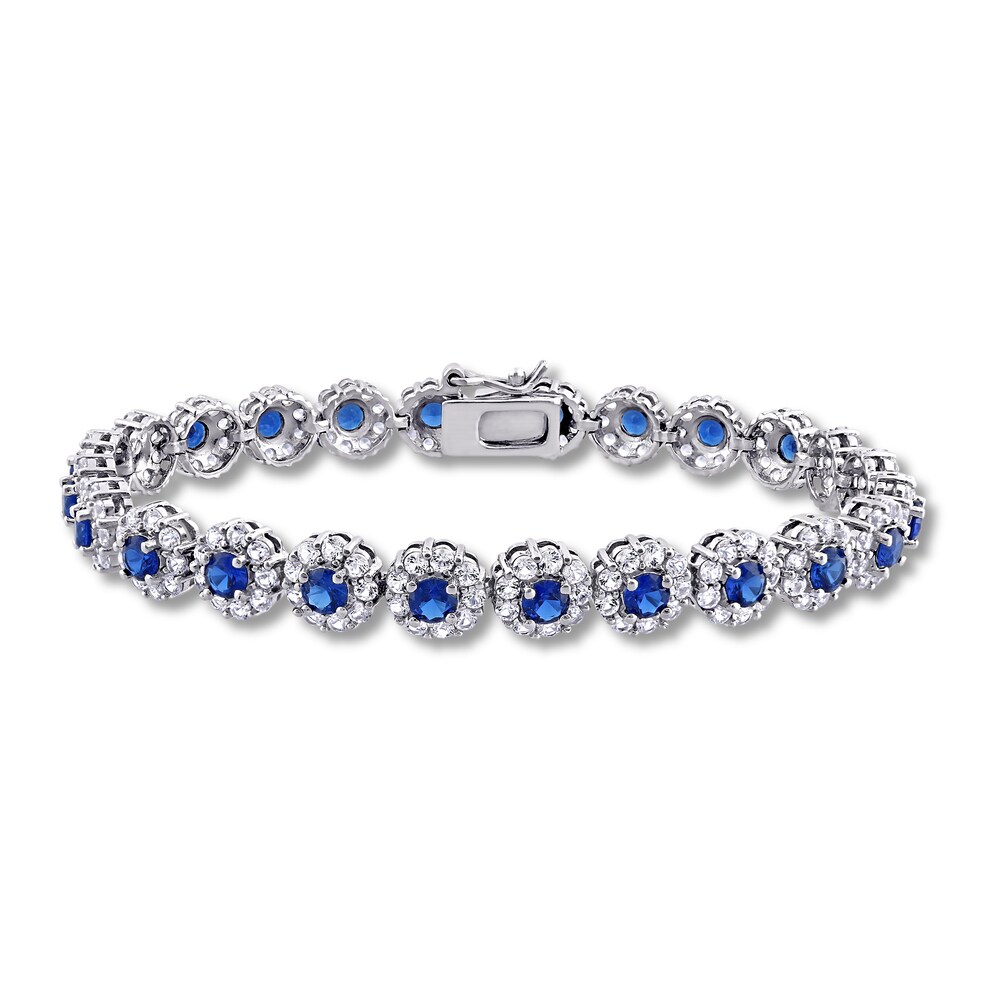 Lab-Created Blue Sapphire & Lab-Created White Sapphire Tennis Bracelet Sterling Silver 4l3J8k8c