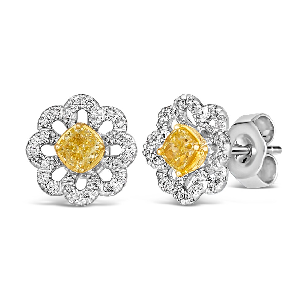 Le Vian Sunny Yellow Diamond Stud Earrings 5/8 ct tw Round 14K Two-Tone Gold 4obpbt9U