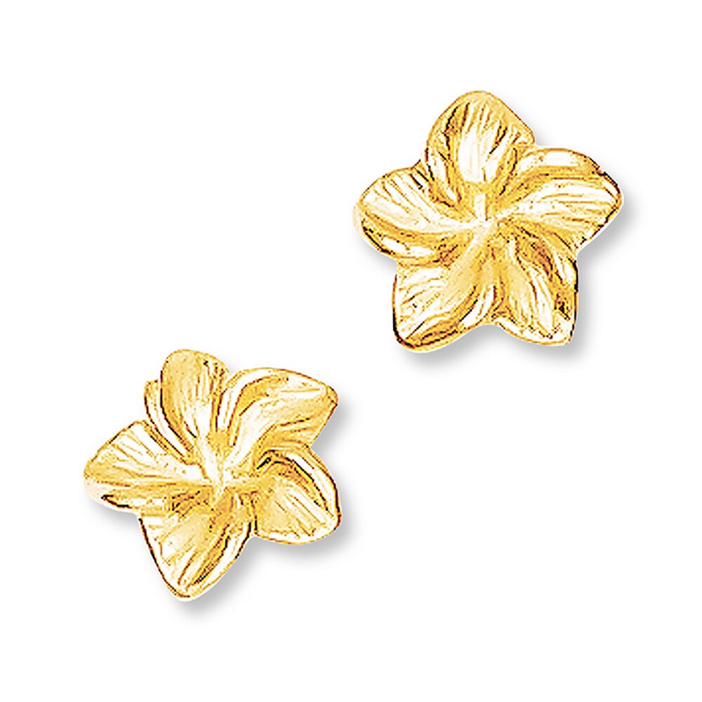 Flower Earrings 14K Yellow Gold 4qNYgIAE