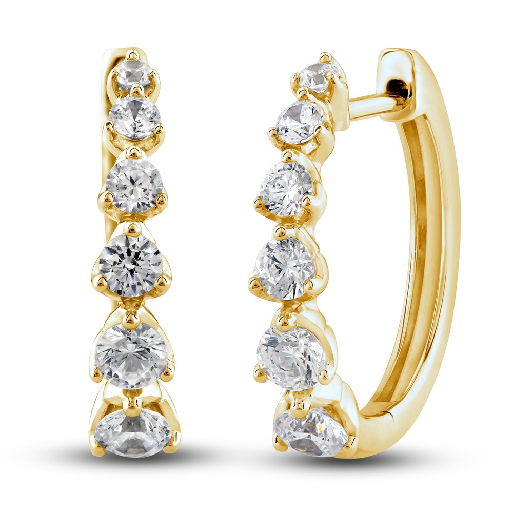 Diamond Hoop Earrings 1 ct tw Round 14K Yellow Gold 4rD3FvV0