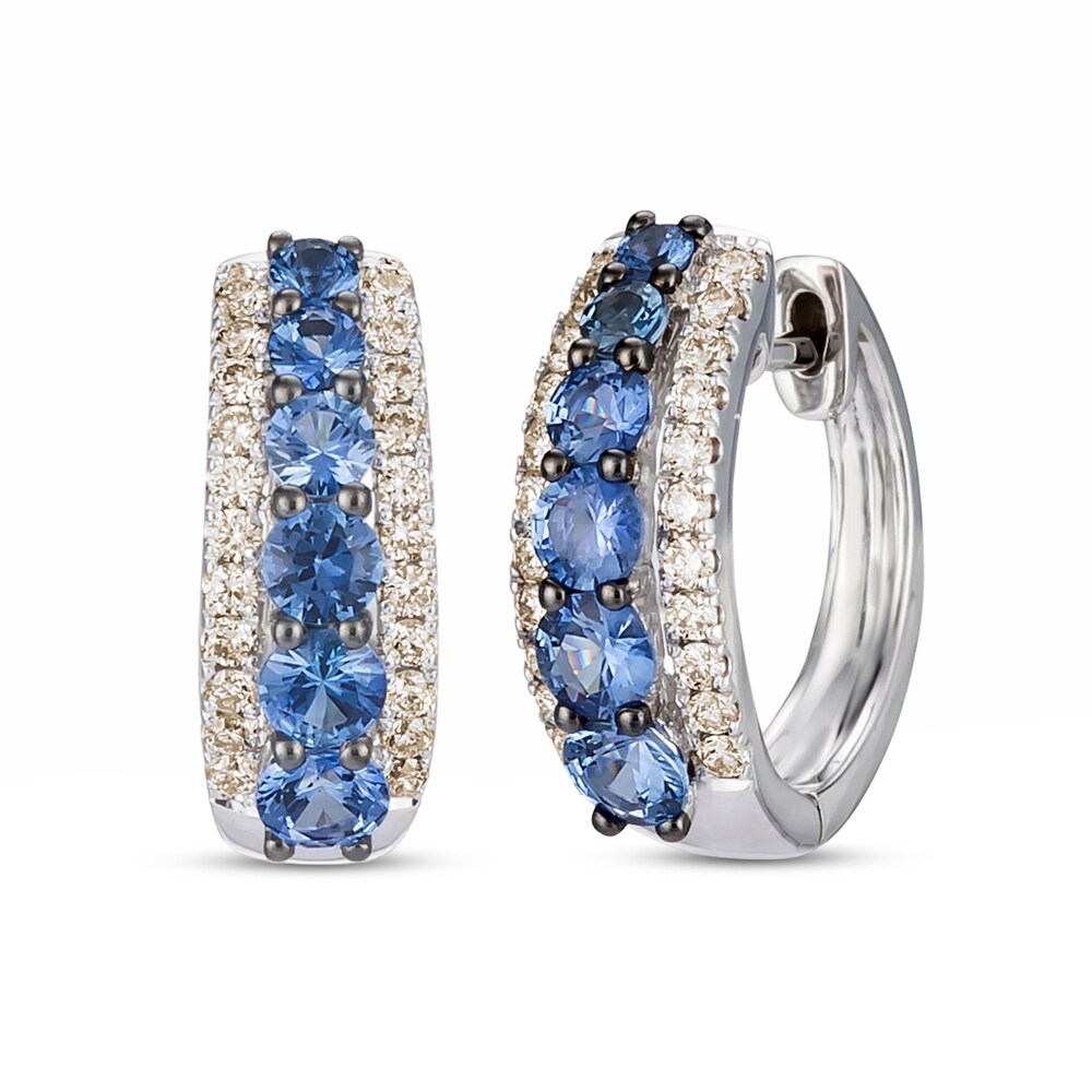 Le Vian Natural Blue Sapphire Hoop Earrings 3/8 ct tw Diamonds 14K Vanilla Gold 4u0umWMn
