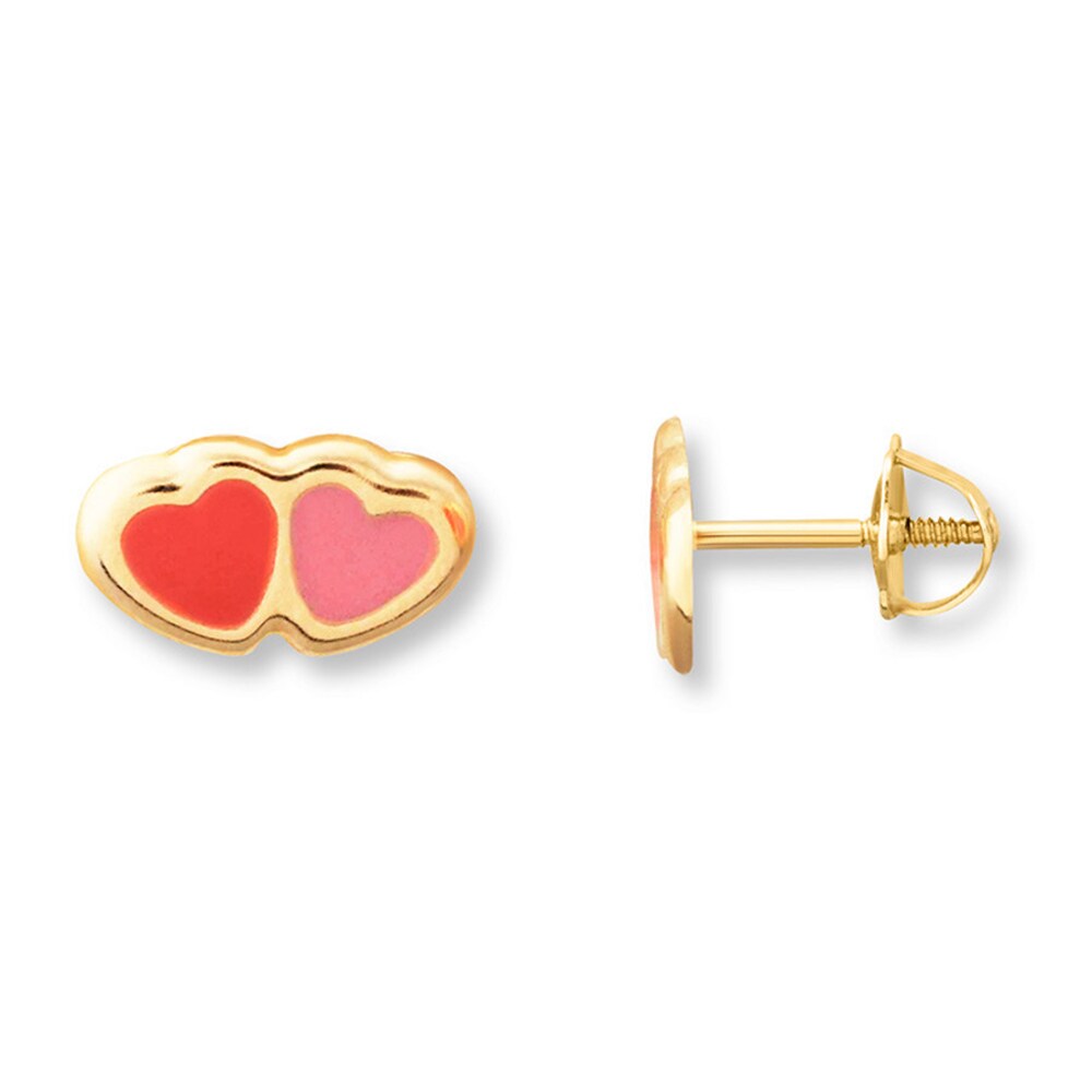 Children's Heart Earrings 14K Yellow Gold 4u3WIQJ5