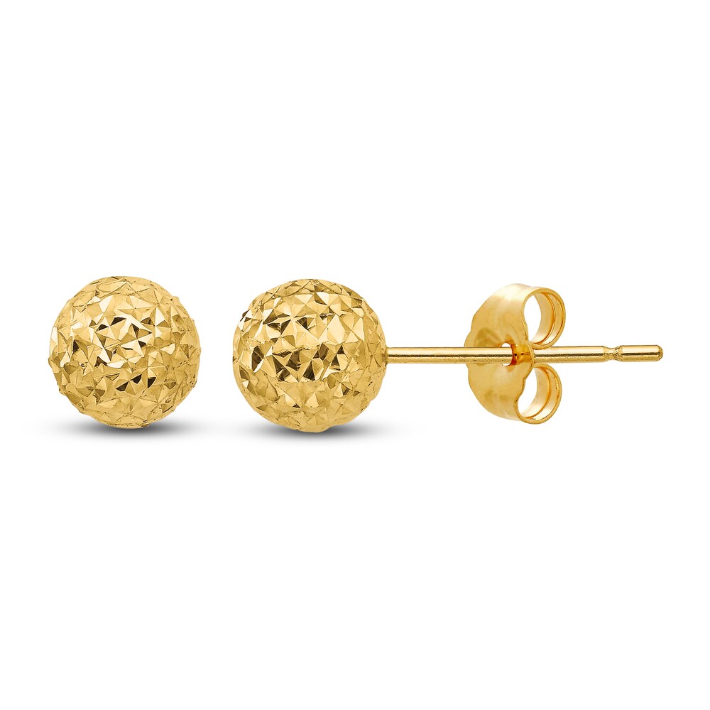 Diamond-Cut Ball Earrings 14K Yellow Gold 50XuVunN