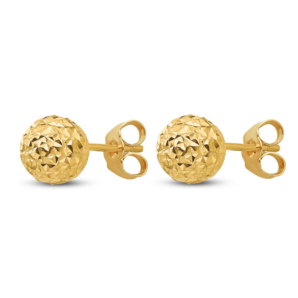 Diamond-Cut Ball Earrings 14K Yellow Gold 50XuVunN