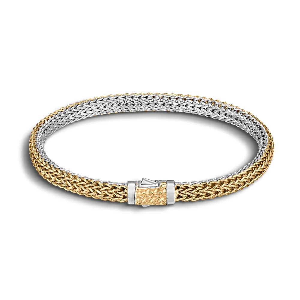 John Hardy Classic Chain 5MM Reversible Bracelet, Silver, 18K Gold, Large 52QI9fTm