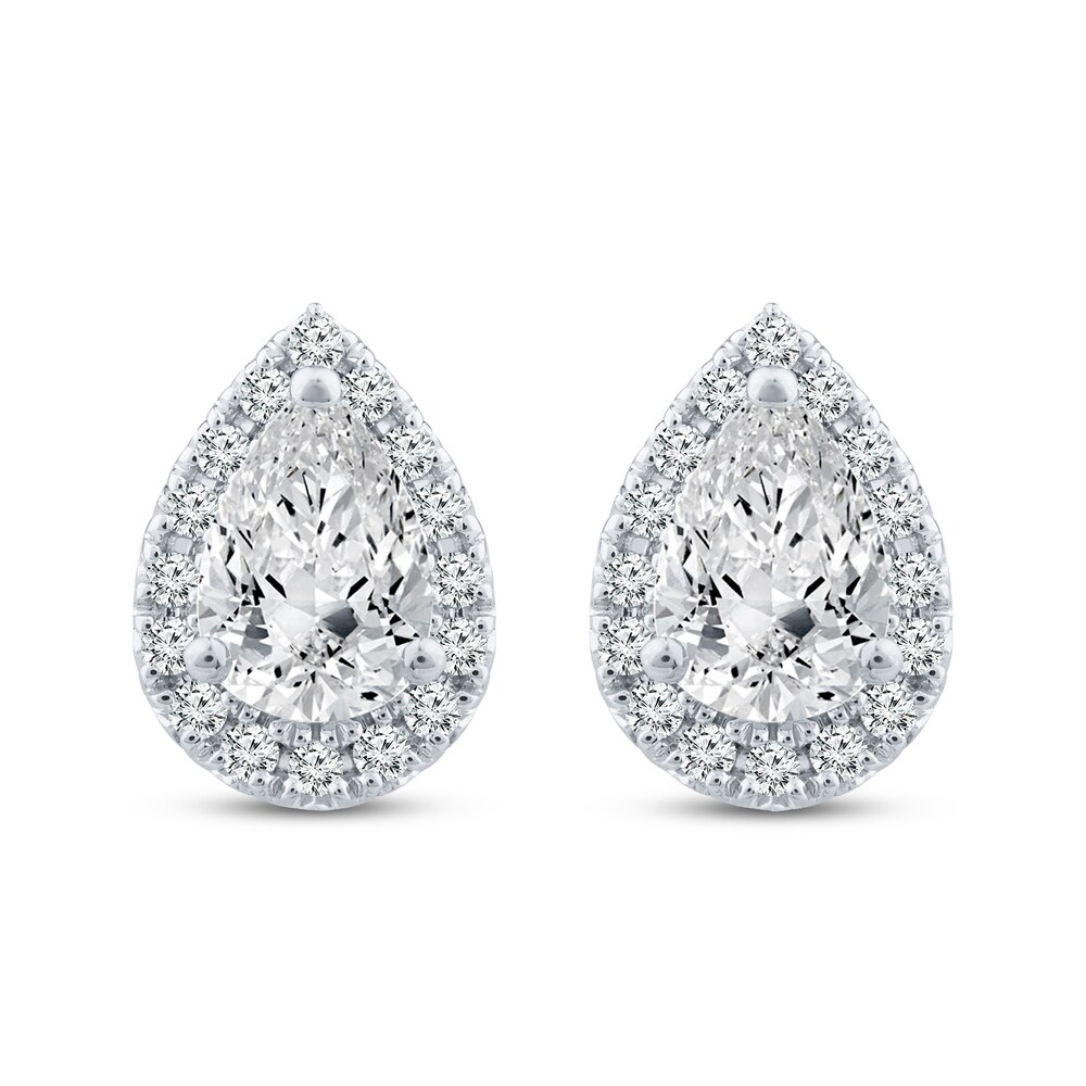 Diamond Stud Earrings 3/4 ct tw Pear-shaped/Round 10K White Gold 55GlqRg2