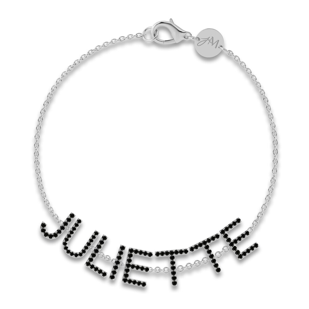 Juliette Maison Black Diamond Station Name Bracelet 2-1/4 ct tw Round 10K White Gold 5AJUEQ8B