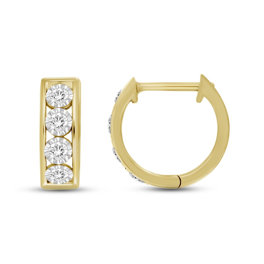 Men\'s Diamond Earrings 1/4 ct tw Round 10K Yellow Gold with Rhodium 5BZiTYCt