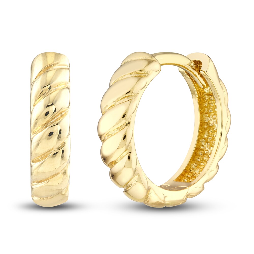 Ribbed Huggie Earrings 14K Yellow Gold 5Bsic0vK