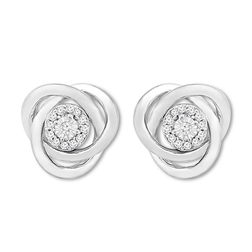 Diamond Knot Earrings 1/20 ct tw Round-cut Sterling Silver 5ESc9CMu