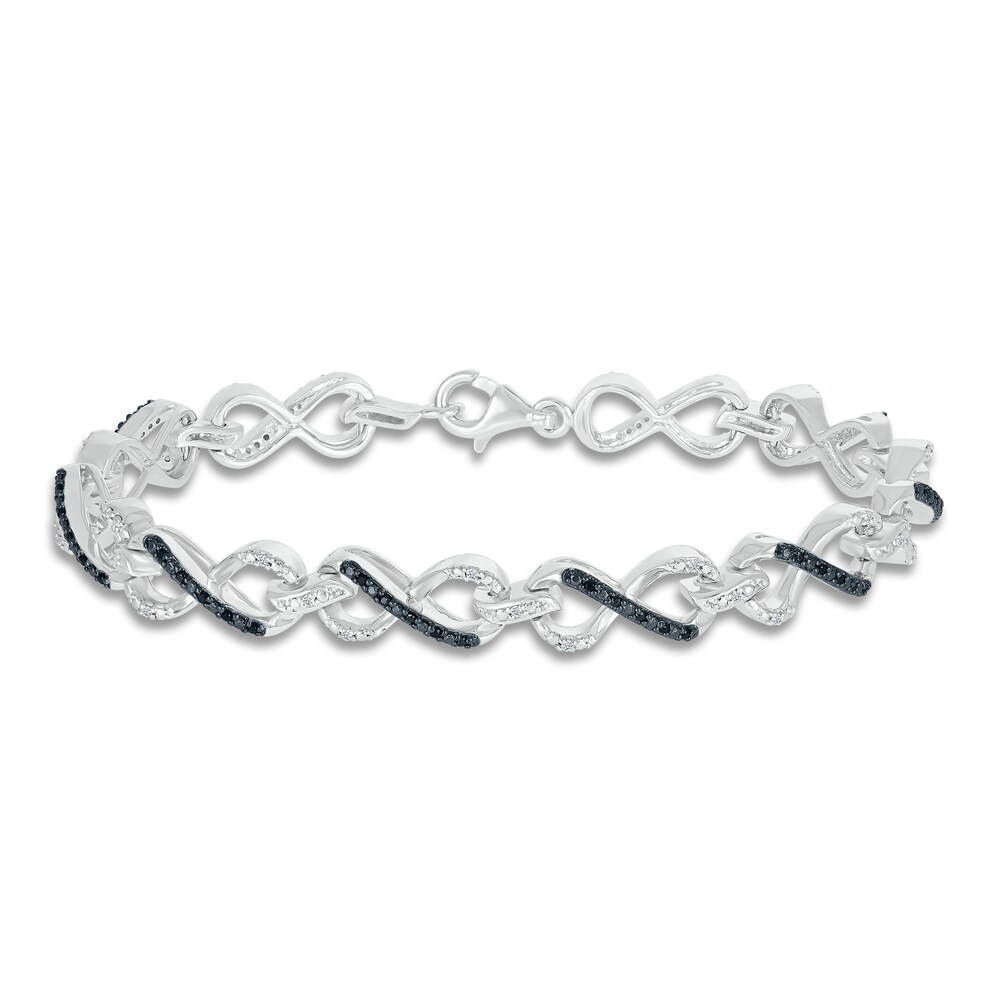 Diamond Infinity Bracelet 1/3 ct tw Black/White Sterling Silver 5FX0SXeD