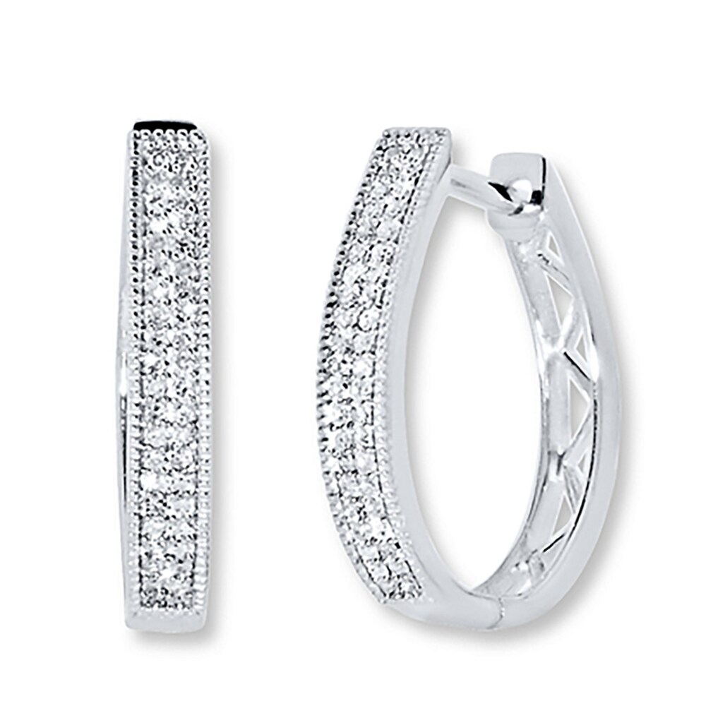 Diamond Hoop Earrings 1/4 ct tw Round-cut Sterling Silver 5J5AJvsS