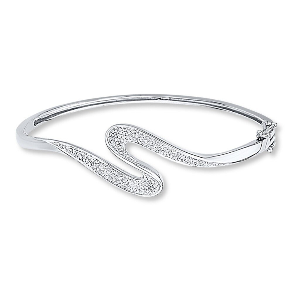 Diamond Bangle 1/20 ct tw Round-cut Sterling Silver 5KNKFrDS