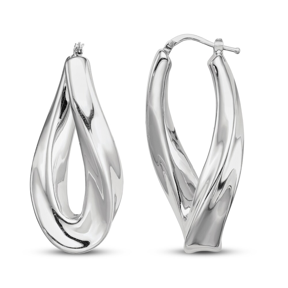 Twisted Hoop Earrings Sterling Silver 5O4H4LDg