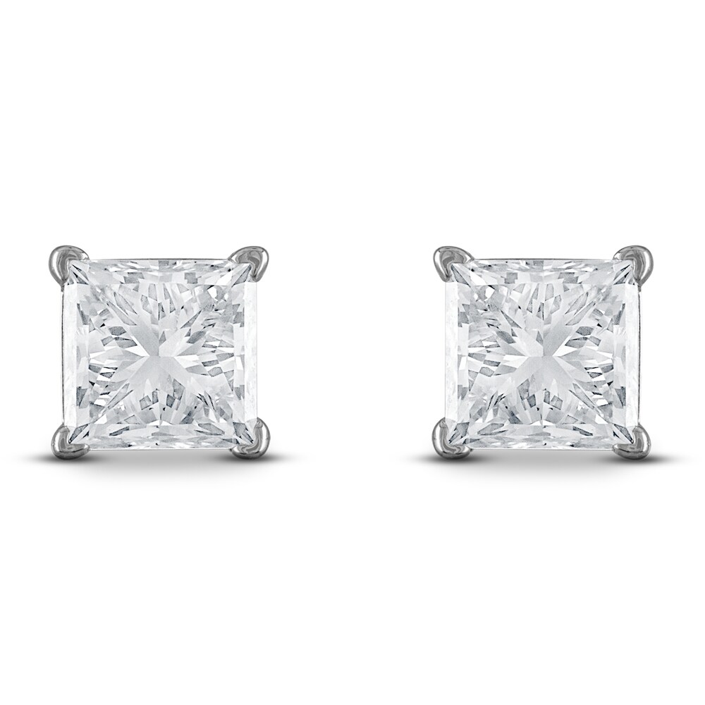 Certified Diamond Solitaire Stud Earrings 1/2 ct tw Princess 18K White Gold (SI2/I) 5VKIa9nb