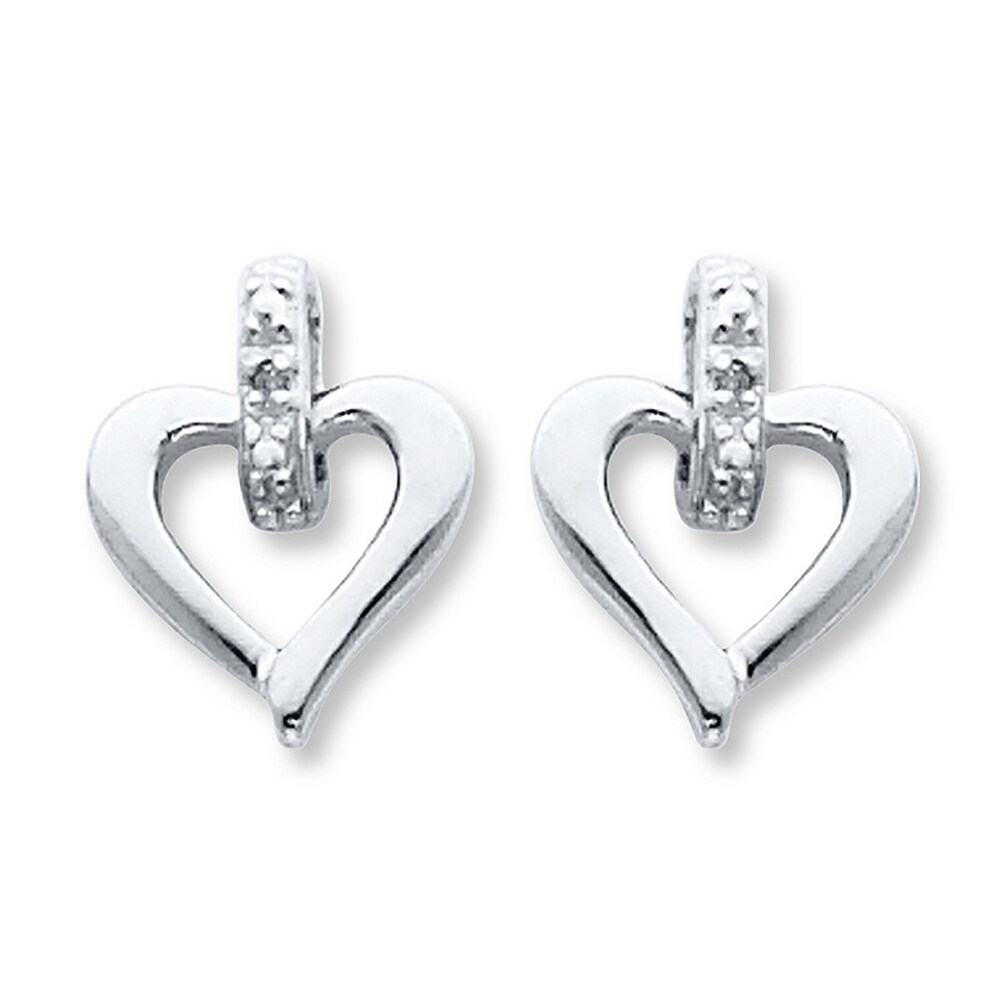 Heart Earrings Diamond Accents Sterling Silver 5XhWE3ns