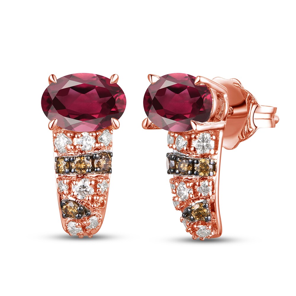 Le Vian Natural Rhodolite Garnet Earrings 1/6 ct tw Diamonds 14K Strawberry Gold 5XhpotUA