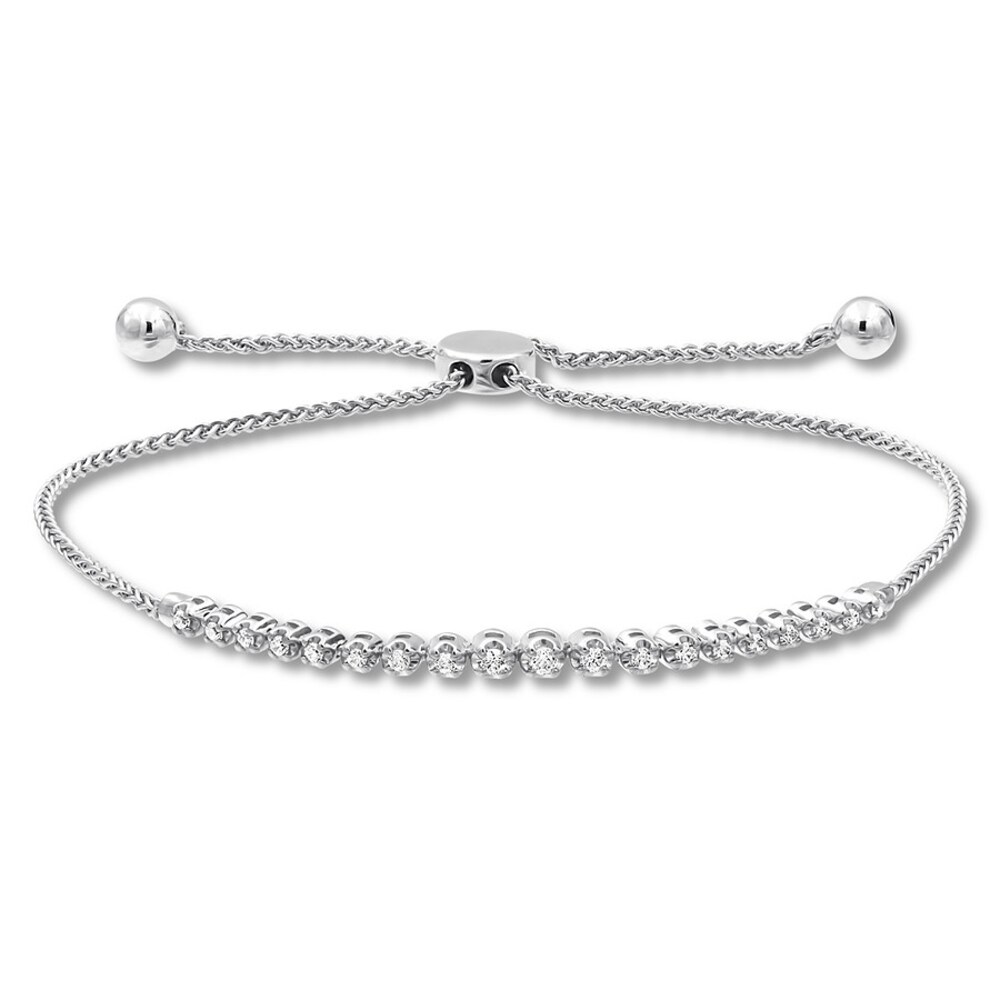 Diamond Bolo Bracelet 1/4 carat tw Round 10K White Gold 5jB22uBc