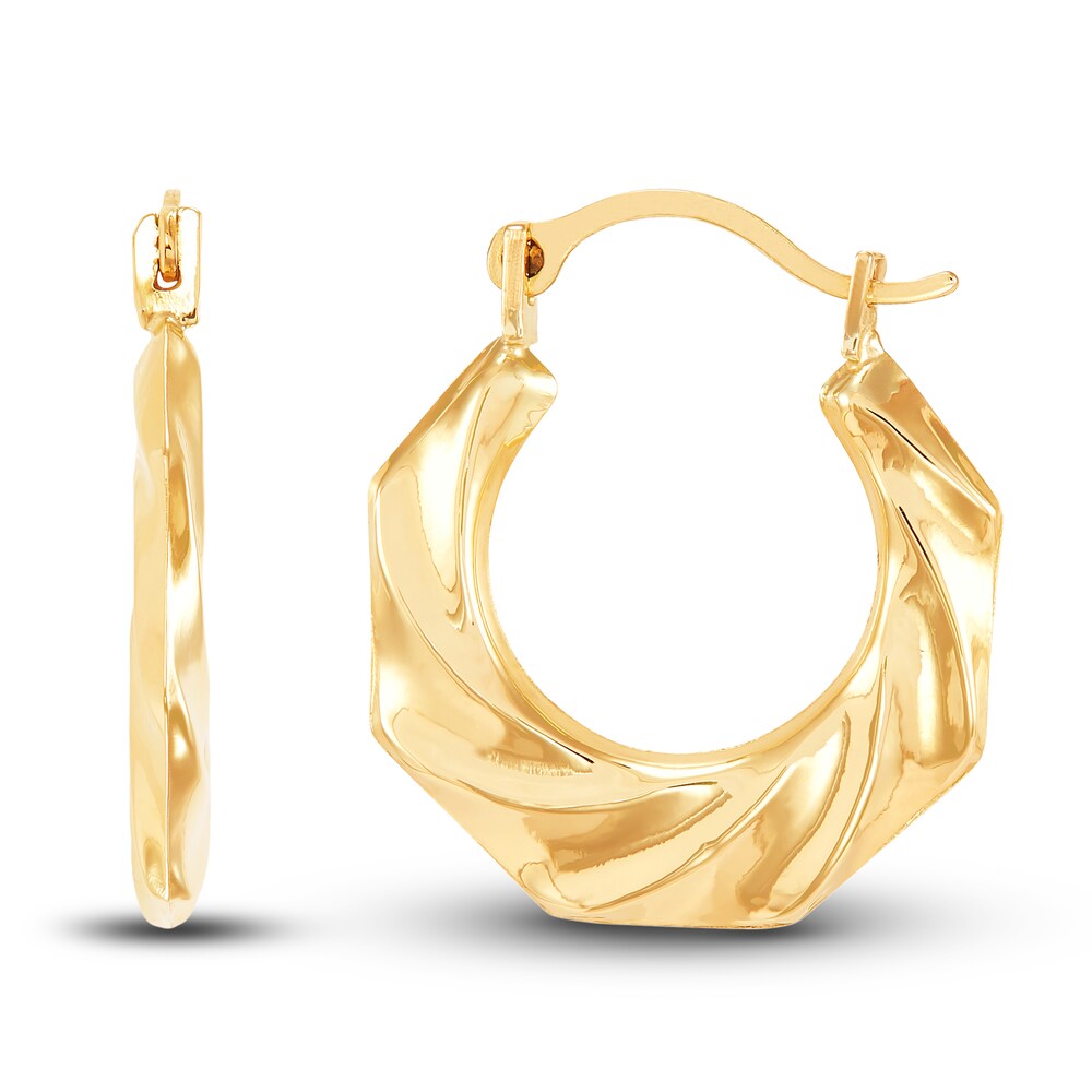 Swirled Round Hoop Earrings 14K Yellow Gold 5n1lNbWl