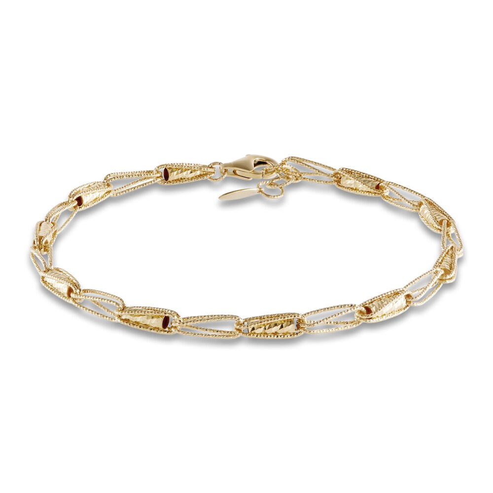 Italia D'Oro Triangle Link Bracelet 14K Yellow Gold 7.25" 5naGjCPZ