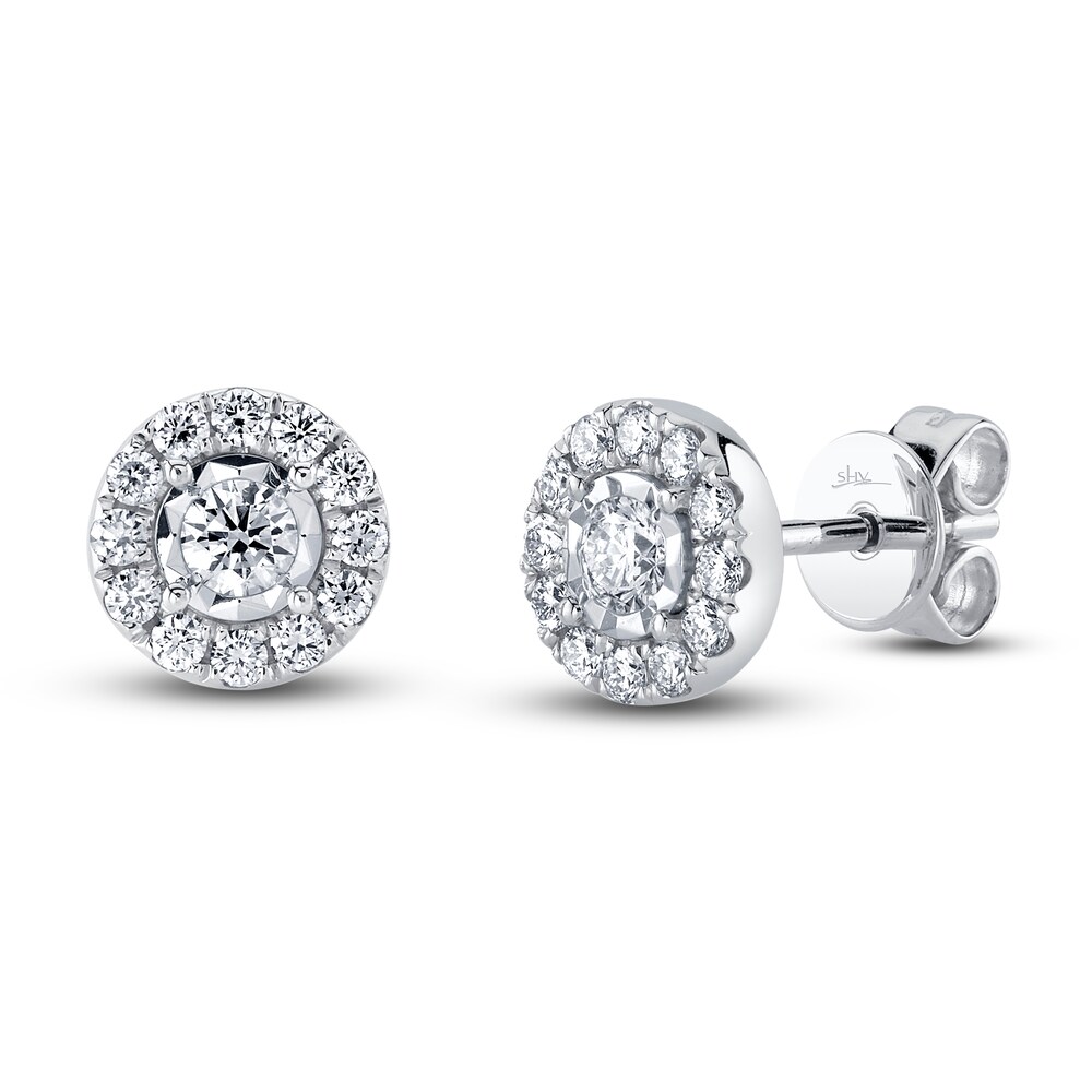 Shy Creation Diamond Stud Earrings 3/8 ct tw Round 14K White Gold SC55024118V2 5o2hrdKd