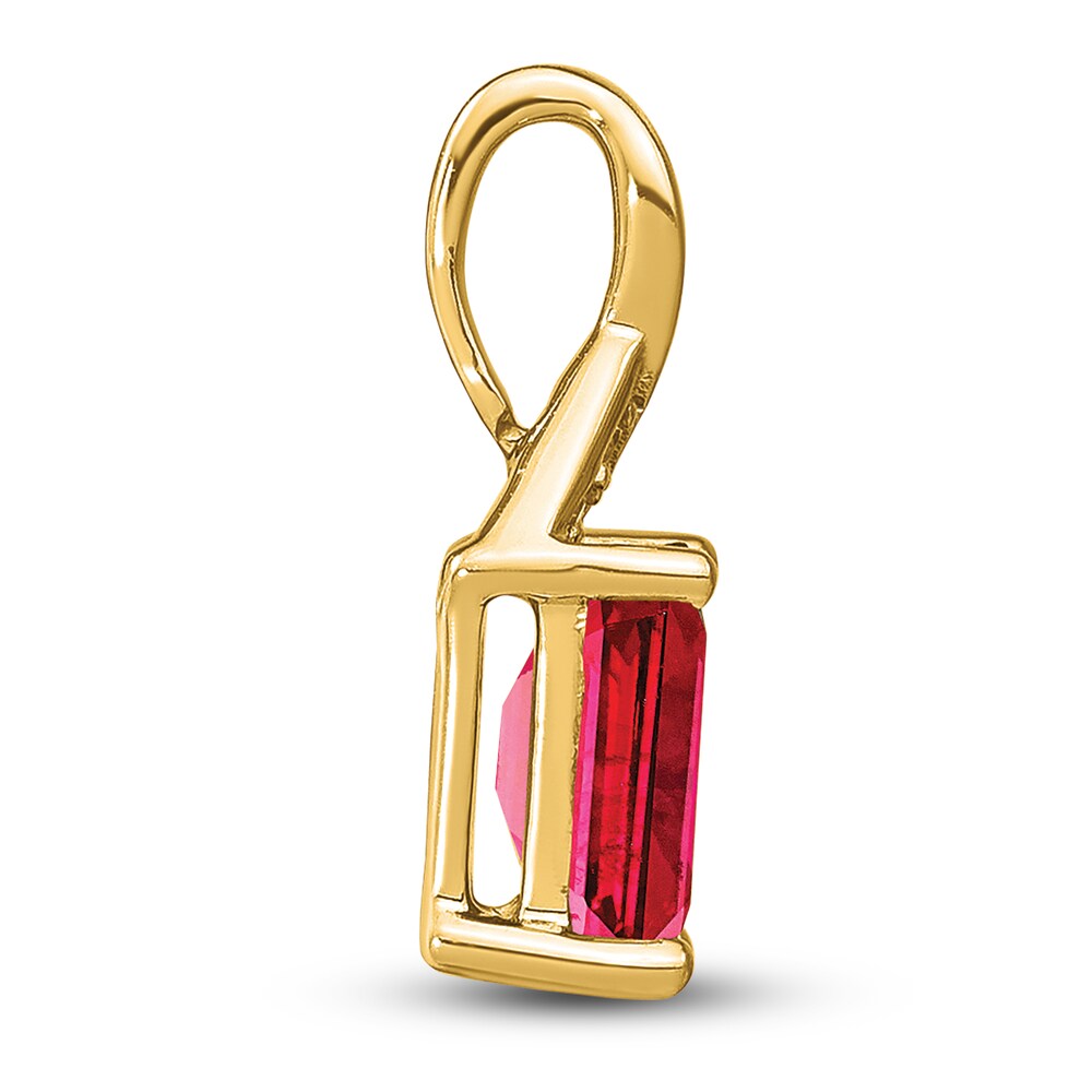 Natural Ruby Pendant Charm Diamond Accents 14K Yellow Gold 5zrlELDX