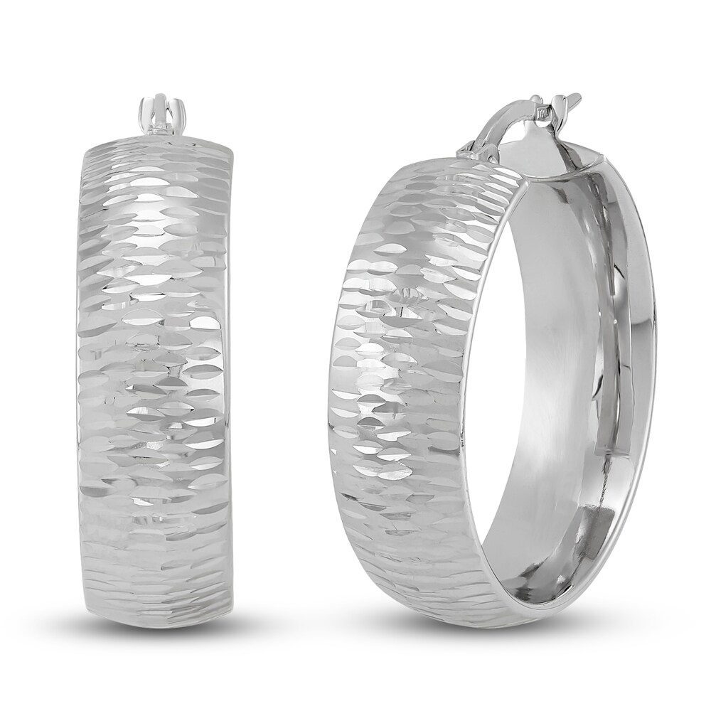 Tube Hoop Earrings 10K White Gold 20mm 61KQjLWR